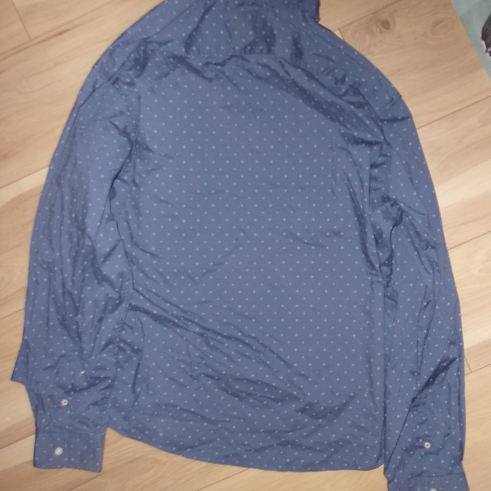 3XL-Blue Long-Sleeve Button Down Shirt-2 Pockets-Small Diamond Print-NWT - Picture 2 of 7
